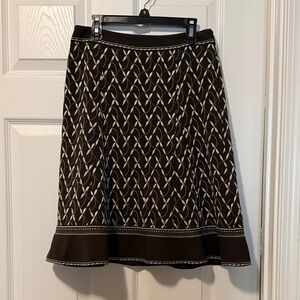 Ann Taylor Brown and White A-Line Skirt